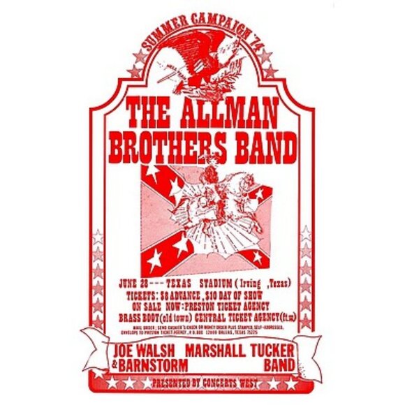 The Allman Brothers Band 1974 Concert Poster 13"x19" - Picture 1 of 1
